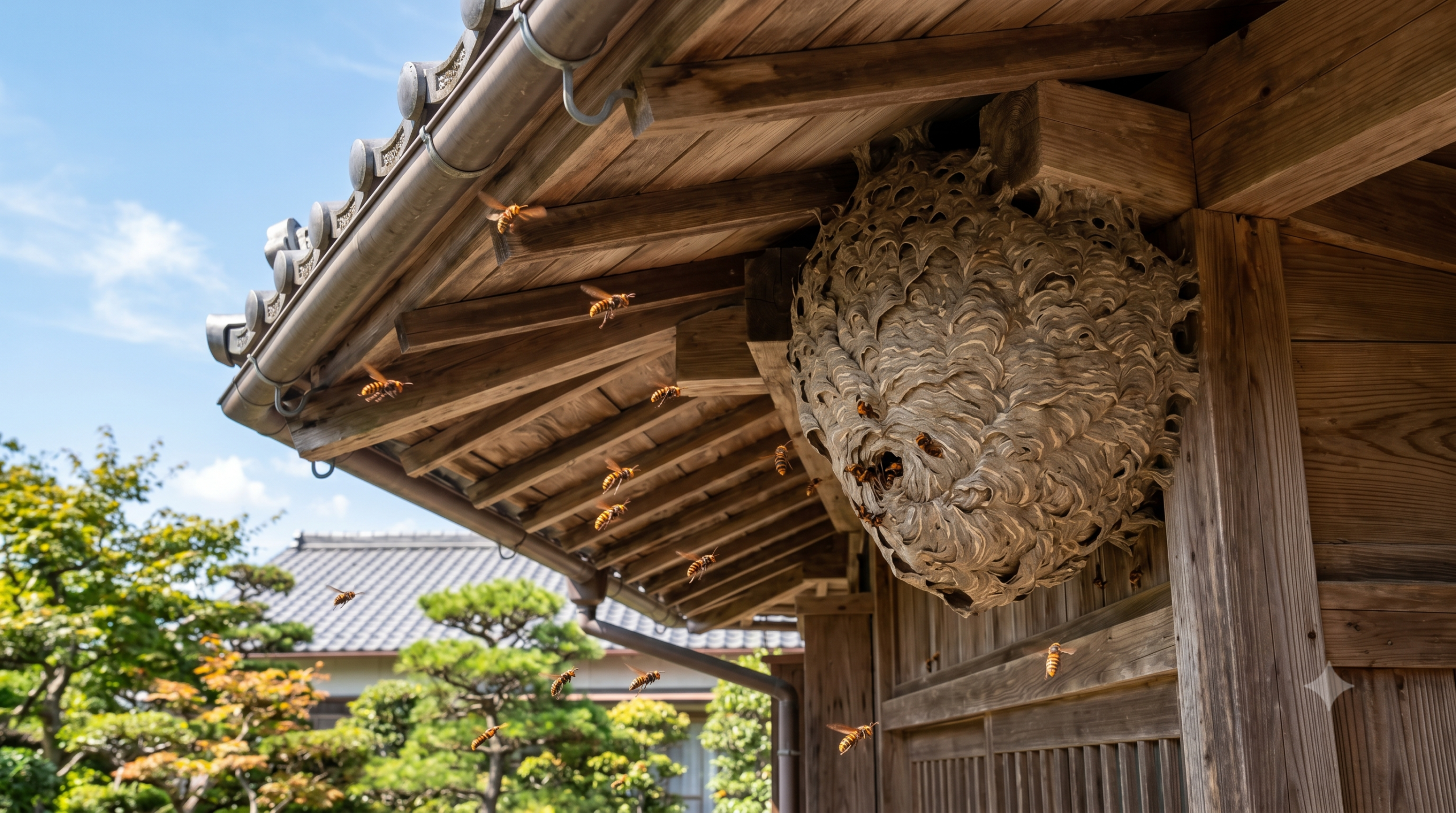 住宅まわりの蜂の巣駆除